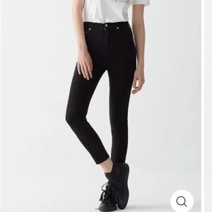 Agolde Roxanne Super High Rise Skinny Jeans Jet Black Side 24 A051-799 Stretch